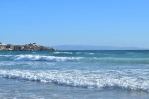 bright blue sea with waves in tarifa spain